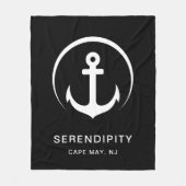 ボーモダント航海のいかりブラック フリースブランケット (正面)