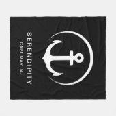 ボーモダント航海のいかりブラック フリースブランケット (正面(横))