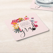 ボーモダンピンクアーチフローラ卒業パーティー スクエアペーパーコースター (アングル)