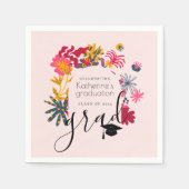 ボーモダンピンクアーチフローラ卒業パーティー スタンダードカクテルナプキン (正面)