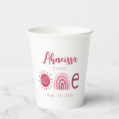 ボーモダンピンクレインボーサンシャインファースト誕生日 紙コップ (裏面)