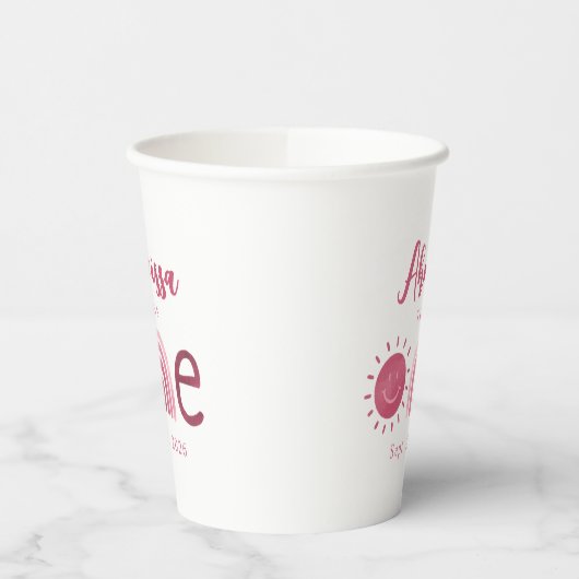 ボーモダンピンクレインボーサンシャインファースト誕生日 紙コップ (左)