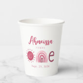 ボーモダンピンクレインボーサンシャインファースト誕生日 紙コップ (正面)