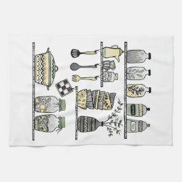 ボーモダンファームハウスキッチンシェルフイラストレーション キッチンタオル