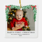 ボーモダンベビーの初めてのクリスマス写真 セラミックオーナメント (正面)