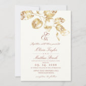 ボーモダンーアイボリー&金ゴールド結婚式招待状 招待状 (正面)