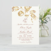 ボーモダンーアイボリー&金ゴールド結婚式招待状 招待状 (スタンド正面)