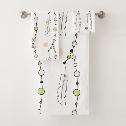 ボーモダンービーズと羽 バスタオルセット