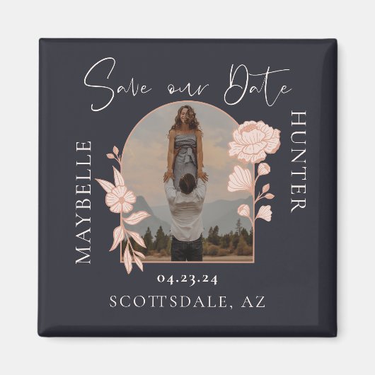 ボーモダンーフローラバラフォトアーチ海軍 マグネット (正面)