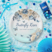 ボーモダンーフローラブルーバタフライガールベビーシャワー ペーパープレート (パーティー)