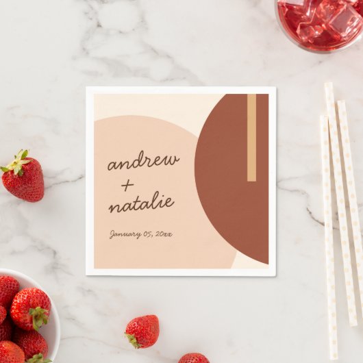 ボーモダンー地球トーン抽象芸術の結婚円 スタンダードカクテルナプキン (インサイチュ)