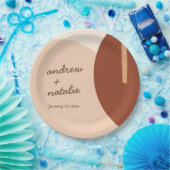 ボーモダンー地球トーン抽象芸術の結婚円 ペーパープレート (パーティー)