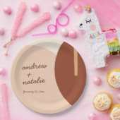 ボーモダンー地球トーン抽象芸術の結婚円 ペーパープレート (パーティー)