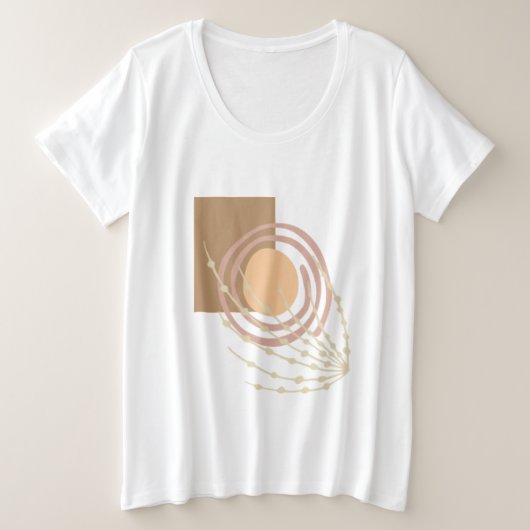 ボーモダンー抽象芸術ムーンと花 プラスサイズTシャツ (デザイン正面)