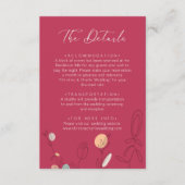 ボーモダンー明るい赤紫色ピンクラインアート結婚ズ詳細 エンクロージャーカード (正面)