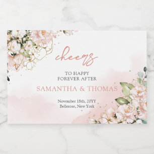 ボーモダンー赤面ピンクフローラ金ゴールドキラキラ スパークリングワインラベル