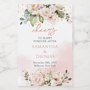 ボーモダンー赤面ピンクフローラ金ゴールドキラキラ ワインラベル