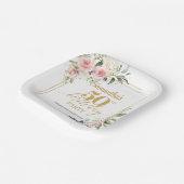 ボーモダンー赤面ピンクフローラ金ゴールド50歳 ペーパープレート (傾斜あり)