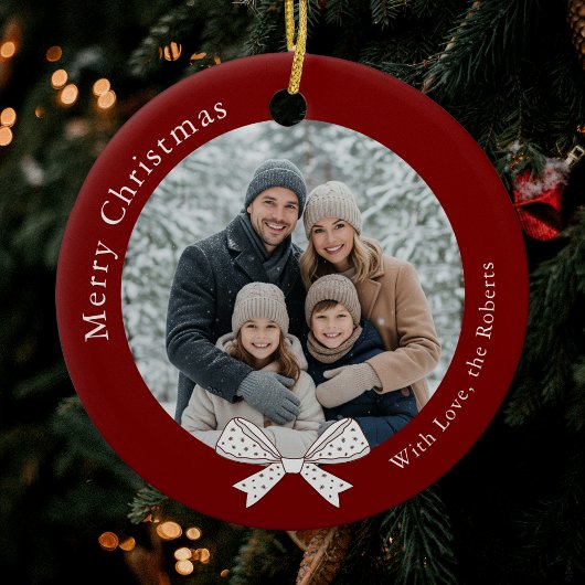 ボーユニーククリスマスボール赤い写真 セラミックオーナメント