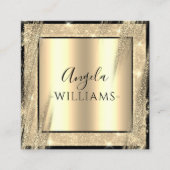 ボーユニークティサロンファッショナブル黒金ゴールドQRコード スクエア名刺 (正面)