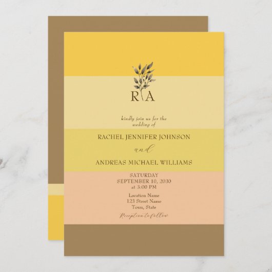 ボーユニークー秋の結婚式招待状 招待状 (正面/裏面)