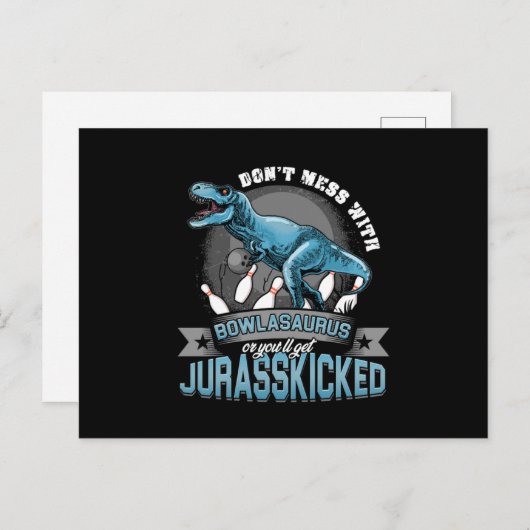 ボーラザウルスボーリングボウリングをする人、 クリケットの投手ストライクギフト ポストカード (正面/裏面)