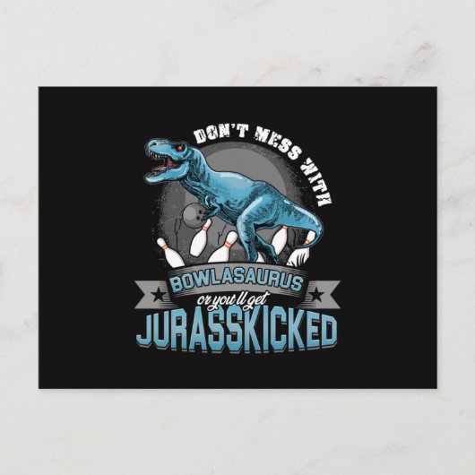 ボーラザウルスボーリングボウリングをする人、 クリケットの投手ストライクギフト ポストカード (正面)