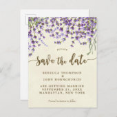 ボーラベンダーのフローラ結婚式の日付を保存 案内ポストカード (正面/裏面)