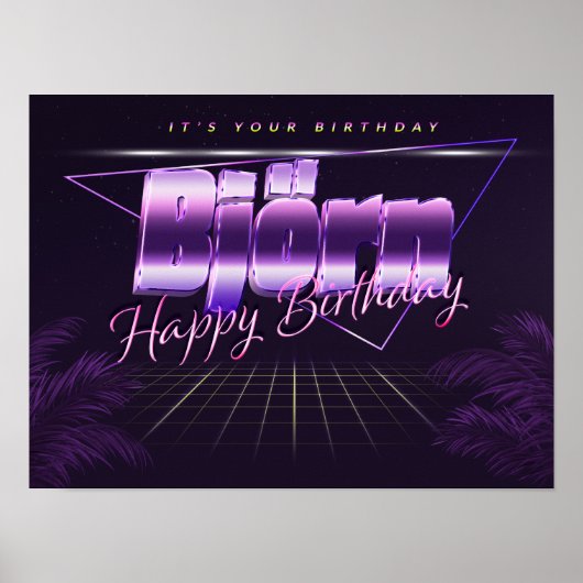 ボーラン名ヴォルネームlila retroポスターGeburtstag ポスター (正面)