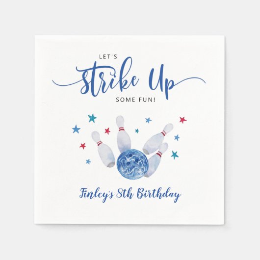 ボーリングいくつかのおもしろいボーイ誕生日 スタンダードカクテルナプキン (正面)