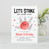 ボーリングいくつかのおもしろい子供の誕生日パーティー 招待状 (スタンド正面)