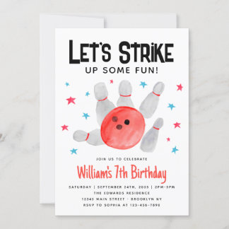 ボーリングいくつかのおもしろい子供の誕生日パーティー 招待状
