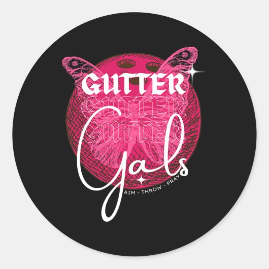 ボーリングおもしろいガーターガールズチーム名女子パーティー ラウンドシール (正面)