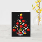 ボーリングおもしろいクリスマスツリーがクリスマスの贈り物を点灯 カード (黄色い花)