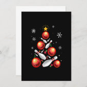 ボーリングおもしろいクリスマスツリーがクリスマスを点灯 招待状 (正面/裏面)