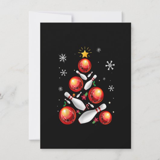 ボーリングおもしろいクリスマスツリーがクリスマスを点灯 招待状 (正面)
