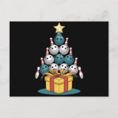 ボーリングおもしろいクリスマスツリーのライトクリスマスギフト シーズンポストカード (正面)