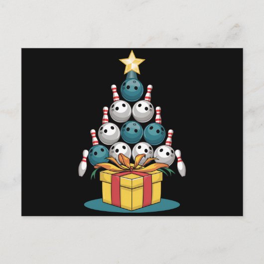 ボーリングおもしろいクリスマスツリーのライトクリスマスギフト シーズンポストカード