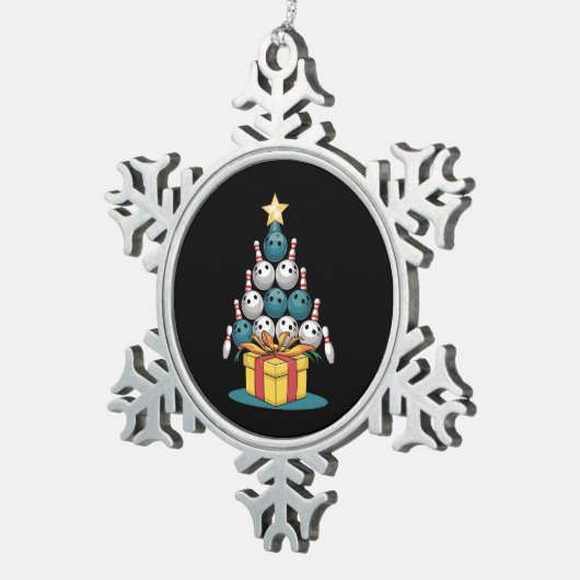 ボーリングおもしろいクリスマスツリーのライトクリスマスギフト スノーフレークピューターオーナメント (右)