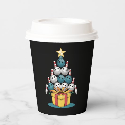 ボーリングおもしろいクリスマスツリーのライトクリスマスギフト 紙コップ (正面)