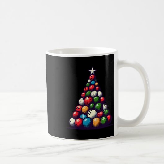 ボーリングおもしろいクリスマスツリーの光の女男性へ性 コーヒーマグカップ (右)