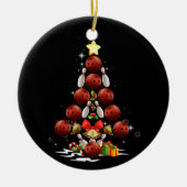 ボーリングおもしろいクリスマスツリー光クリスマスギフト セラミックオーナメント (正面)