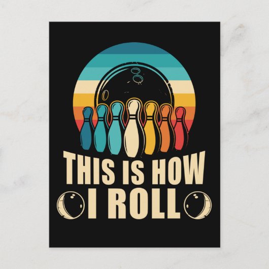 ボーリングおもしろいストライクラバーレトロ ポストカード (正面)