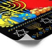 ボーリングおもしろいLl(ユダヤ教)メノラーとドレイデルビューティッドハヌカー ポスター (角)