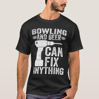 ボーリングとビールは何でも直せる Tシャツ