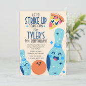 ボーリングとピザ誕生日パーティーの招待状 招待状 (スタンド正面)