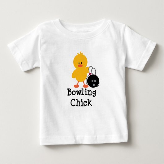 ボーリングのひよこの乳児のティー ベビーTシャツ (正面)