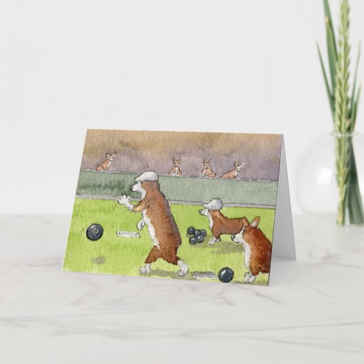 ボーリングのコーギーのバースデー・カード カード (正面)
