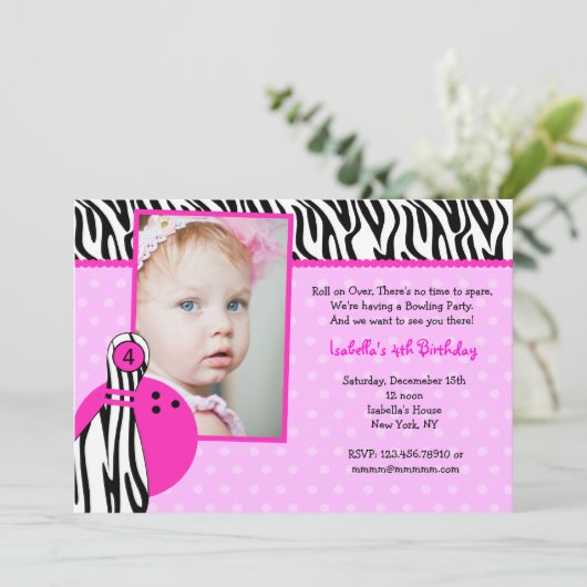 ボーリングのバースデーパーティ招待状の写真 招待状 (スタンド正面)