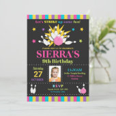 ボーリングのバースデーパーティ招待状の女の子 招待状 (スタンド正面)